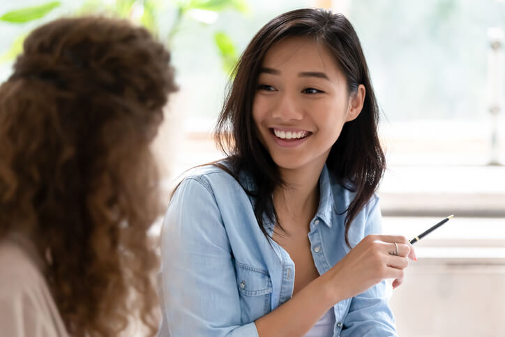 A community support worker interacting with a client after community support worker training