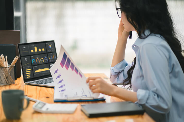 A digital marketing training graduate using an analytics tool